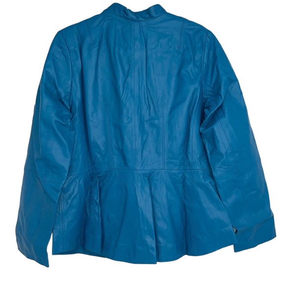 JESSICA LONDON GENUINE LEATHER BLUE LIGHTWEIGHT JACKET 16W - Picture 2 of 7